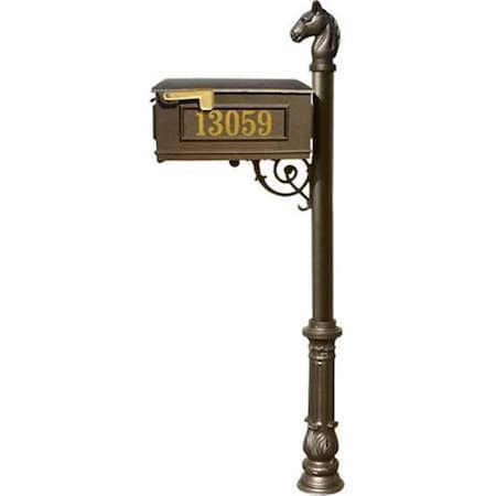 Lewiston Mailbox Post System with Ornate Base & Horsehead Finial Bronze LMCV-701-BZ